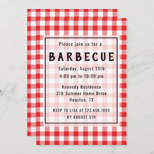 Red Gingham BBQ Party Invitation