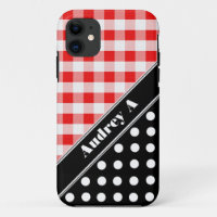 Red Gingham Black Polka Dot iPhone 5 Case