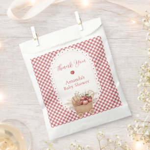 Red Gingham Boho Apple Of Our Eye Baby Shower Favour Bags