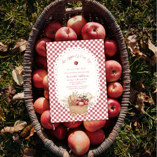 Red Gingham Boho Apple Of Our Eye Baby Shower  Invitation