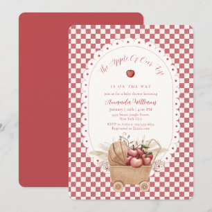 Red Gingham Boho Apple Of Our Eye Baby Shower  Invitation