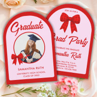 Red Gingham Bow Arch Photo Graduation Party