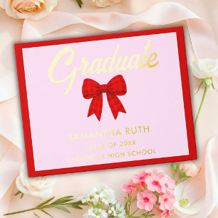 Red Gingham Bow Graduation Party Guest Book