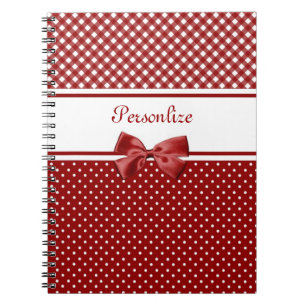 Red Gingham Bow Name Spiral Notebook
