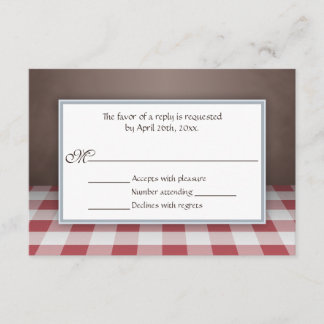 Red Gingham Brown RSVP Reply Cards