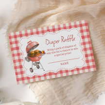 Red Gingham Burger BBQ Baby Shower Diaper Raffle