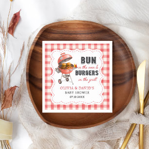 Red Gingham Burger BBQ Baby Shower Napkins