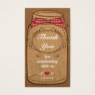 Red Gingham & Burlap Mason Jar Favour Tags