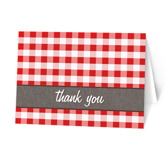 Red Gingham Canvas Thank You Card (Creator Uploaded)
