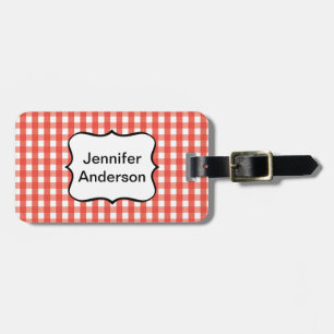 Red Gingham Check Pattern Luggage Tag