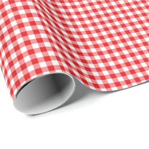 Red gingham check wrapping paper