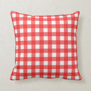 Red Gingham Chequered Pattern Cushion