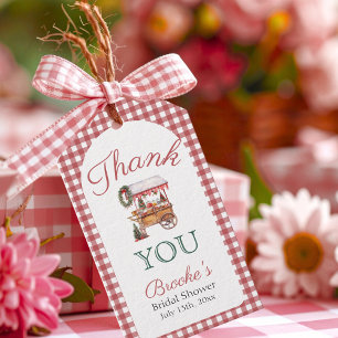 Red Gingham Christmas market thank Bridal Shower Gift Tags