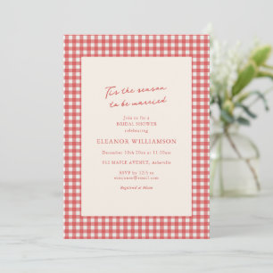 Red Gingham Christmas Tis the Season Bridal Shower Invitation