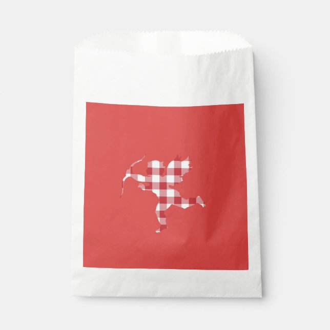 Red Gingham Cupid Favour Bags (Front)