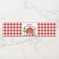 Red Gingham Farm First Birthday Drink Label