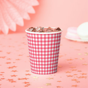 Red Gingham First Birthday Paper Cups