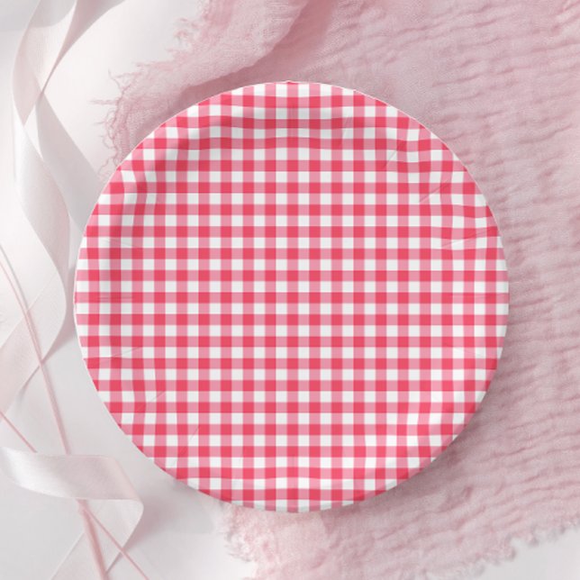 Red Gingham First Birthday Paper Plate (Creator Uploaded)