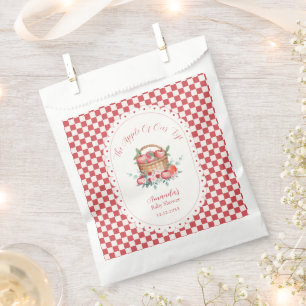 Red Gingham Flower Harvest Apple Baby Shower Favour Bags