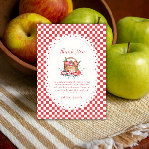 Red Gingham Flower Harvest Apple Baby Shower Thank You Card