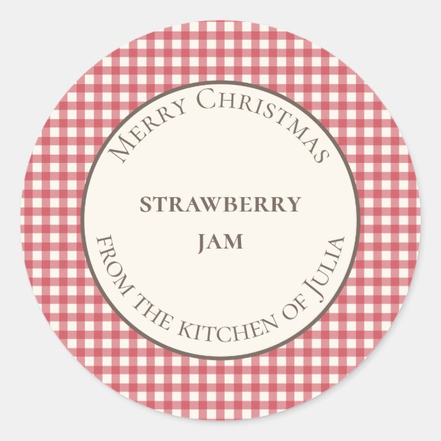 Red gingham food and jar labels for homemade gifts (Front)