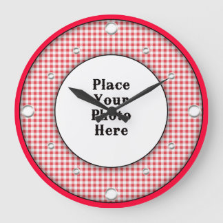 Red Gingham Frame Your Photo Wall Clock