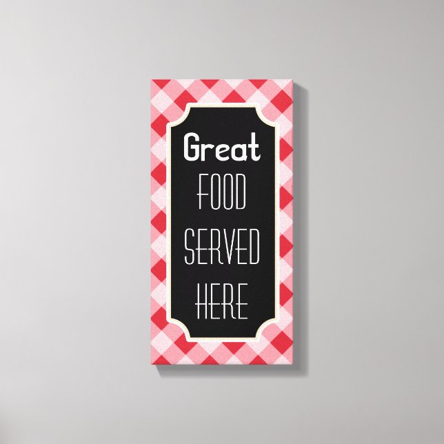 Red Gingham Great Food Sign Canvas (Front)