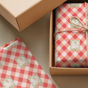 Red Gingham Holiday Christmas Custom Photo Tissue Paper