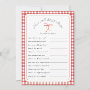 Red gingham How well do you know shower Game Invitation
