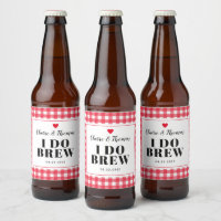Red Gingham I Do Brew Wedding Party Custom
