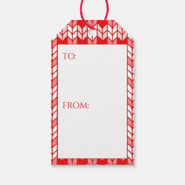 RED GINGHAM KNIT Gift Tags / Vertical (Back)
