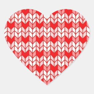 RED GINGHAM KNIT Heart Stickers