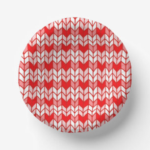 RED GINGHAM KNIT Paper Bowls Plate