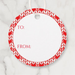 RED GINGHAM KNIT Round Gift Tags