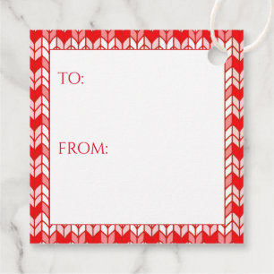 RED GINGHAM KNIT Square Gift Tags