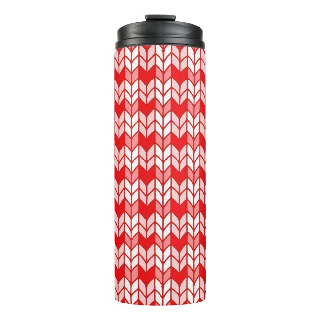 RED GINGHAM KNIT Thermal Tumbler (Front)