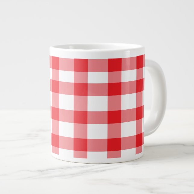 Red Gingham Large Coffee Mug (Front Right)