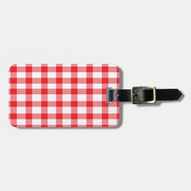 Red Gingham Luggage Tag (Front Horizontal)