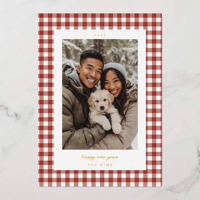 Red Gingham New Year Photo (Front)