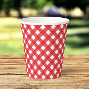 Red Gingham Paper Cups