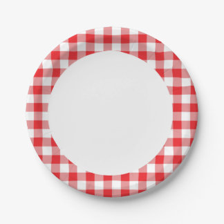 Red Gingham Paper Plate