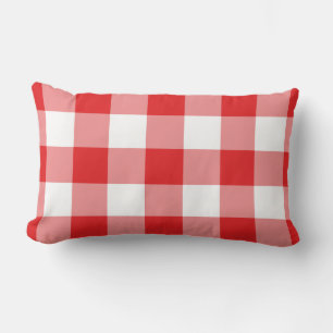 Red Gingham Pattern Lumbar Cushion