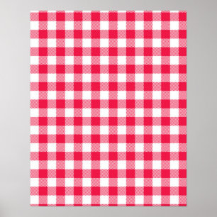 Red Gingham Pattern Poster