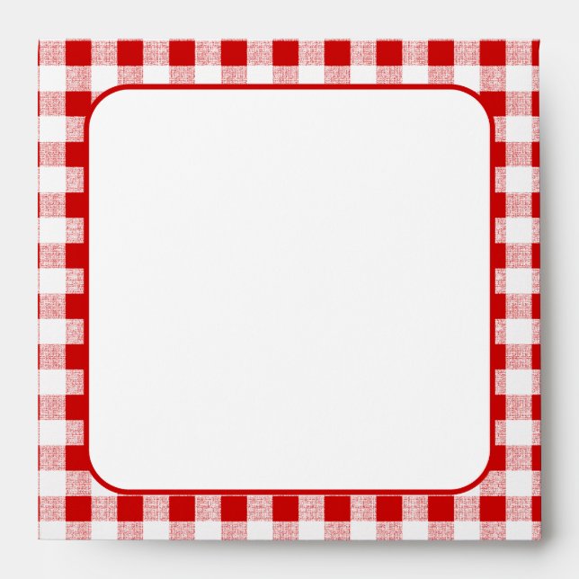 Red Gingham Pattern Square Envelopes (Front)