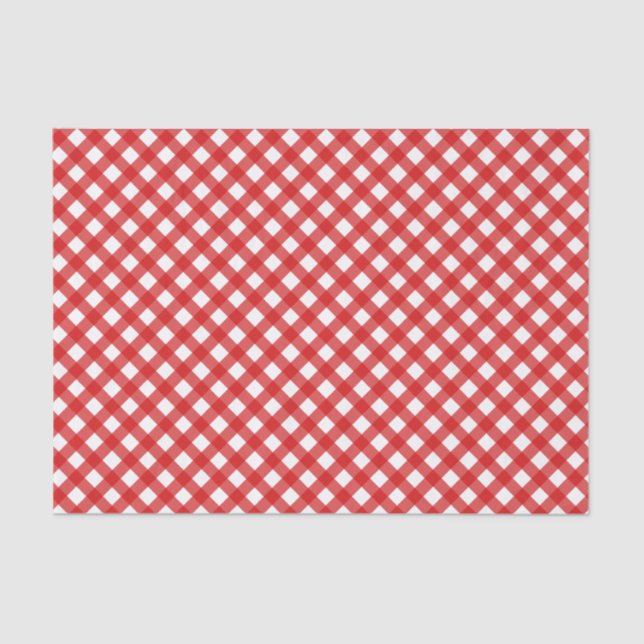 Red Gingham Pattern Tissue Paper (Front)