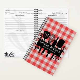 Red Gingham Personalised Cookbook Family Recipes Notebook