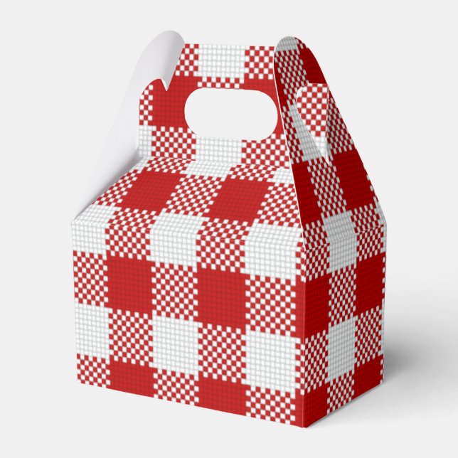 RED GINGHAM PICNIC FAVOUR BOX (Front Side)