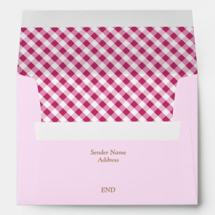 Red Gingham Plaid Lined Envelope