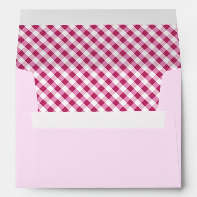 Red Gingham Plaid Lined Envelope (Back (Bottom))