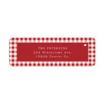 Red gingham plaid personalised